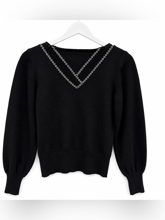 Neiman Marcus Sweaters - RARE Vintage Neiman Marcus Women’s Black Merino Wool Rhinestone Sweater L